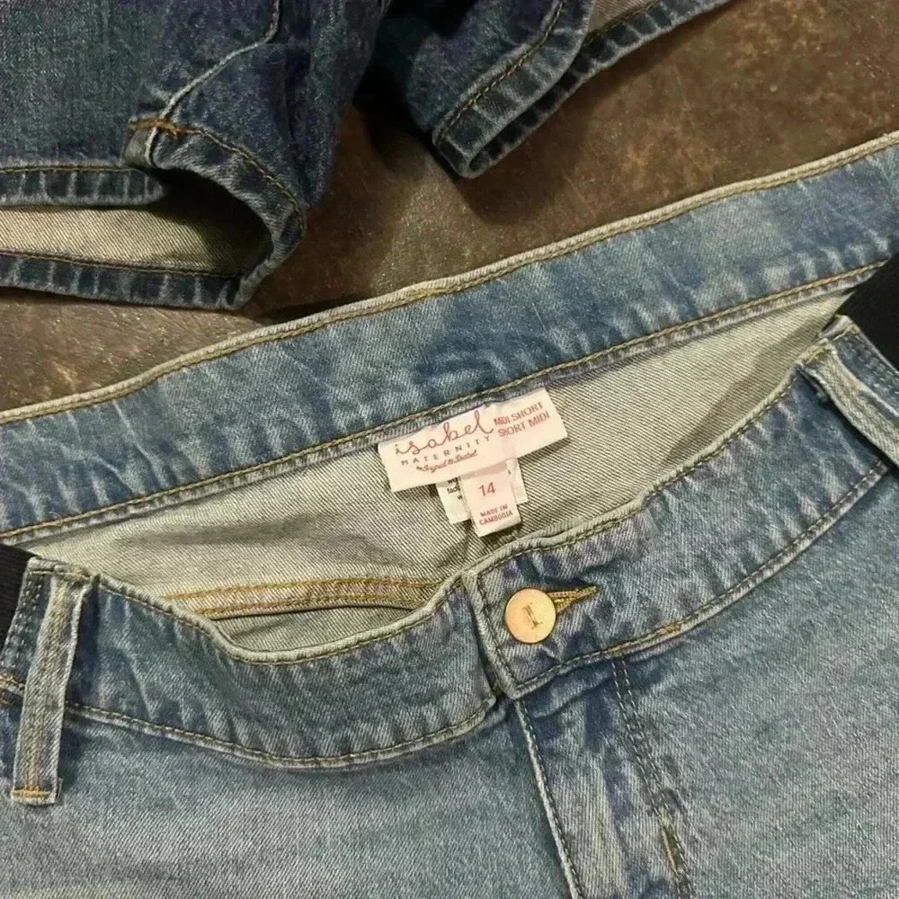 Size 14 Isabel Maternity Under Belly Jean Shorts TWO PAIR - Picture 5 of 5